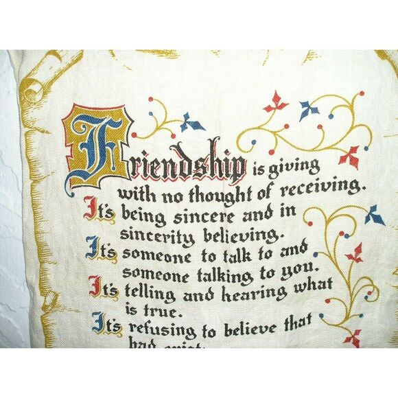 Vintage 70s FRIENDSHIP Poem LINEN Tea Dish TOWEL 16" x 28" - Picture 2 of 3